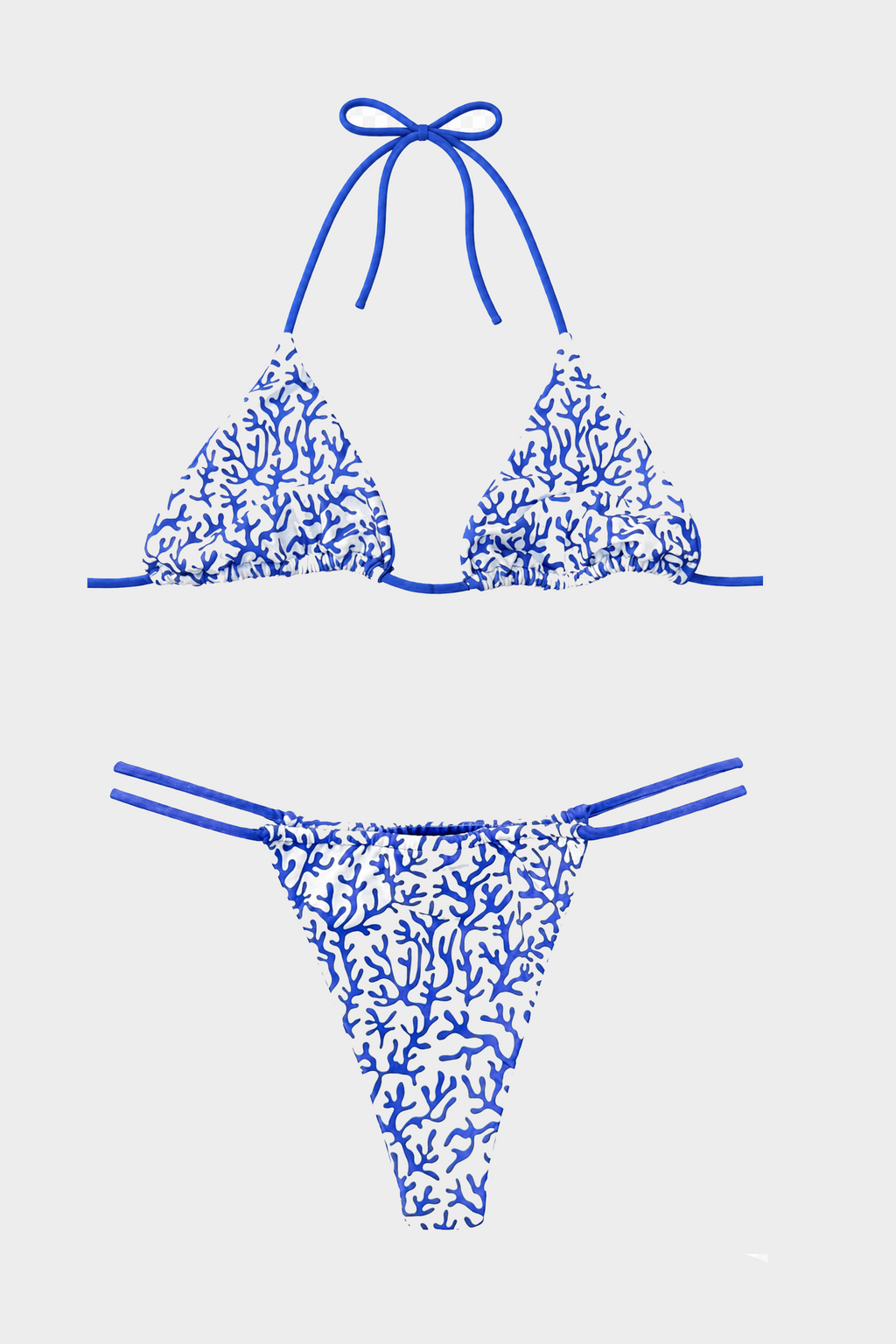 Bikini Due Pezzi Triangolo Fantasia Corallo Blu