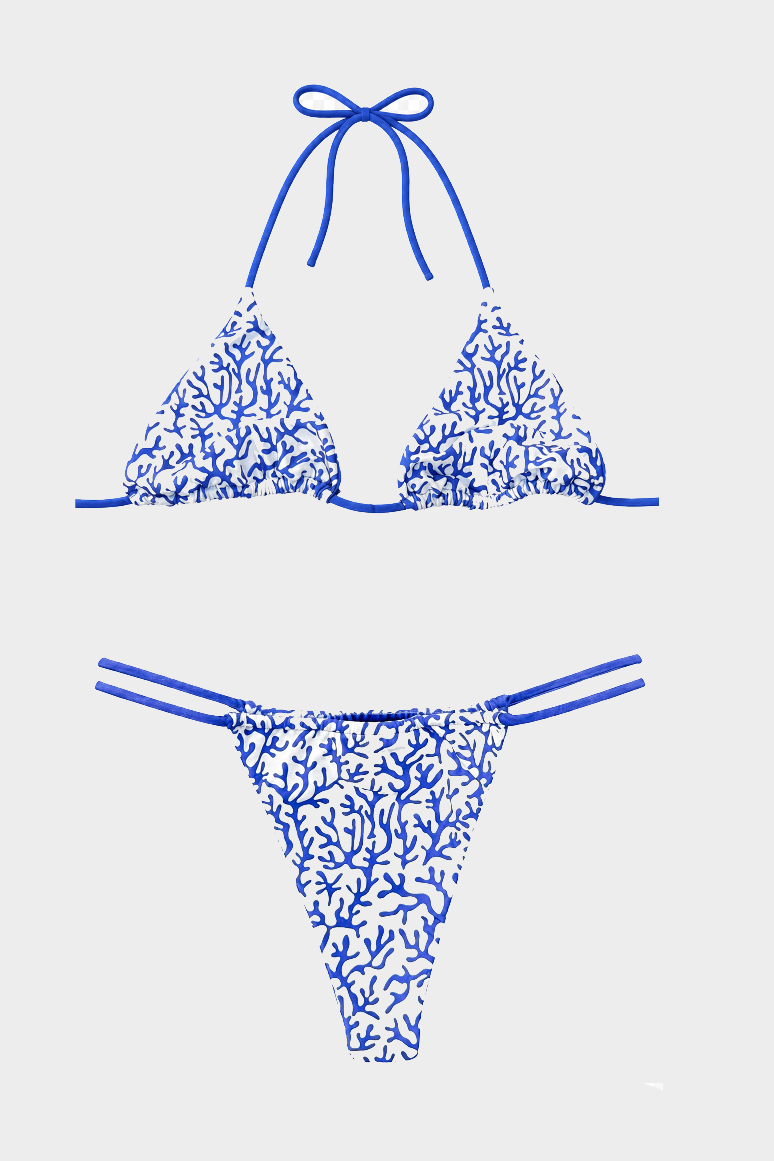 Bikini Due Pezzi Triangolo Fantasia Corallo Blu