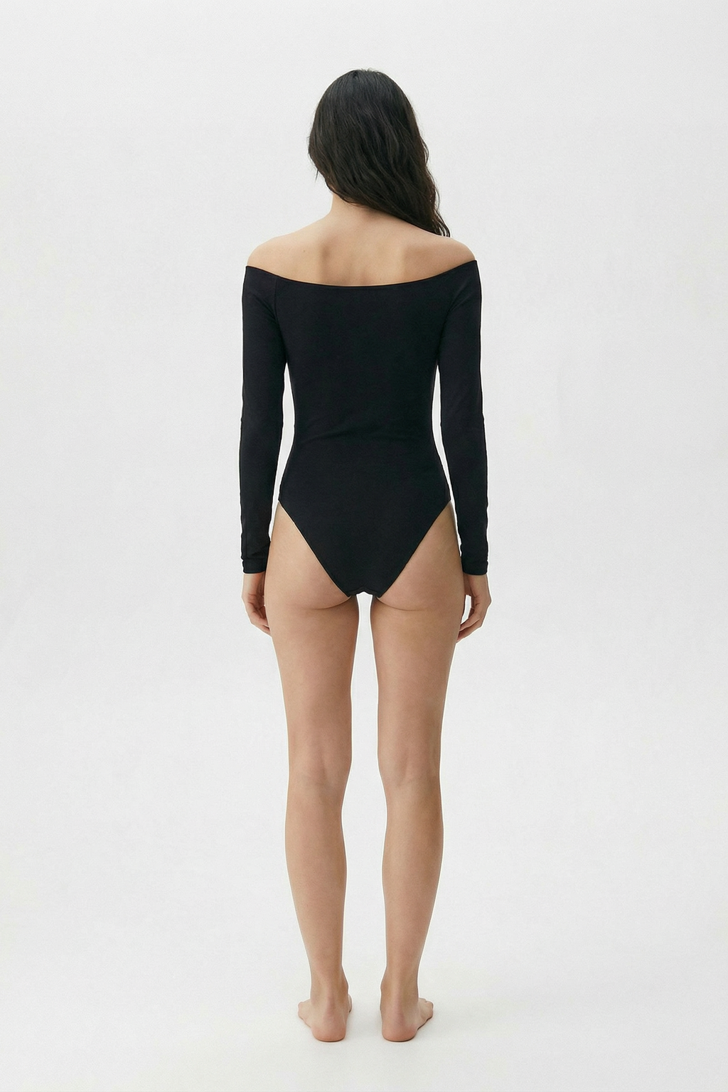 Body Maniche Lunghe Nero in Lyocell