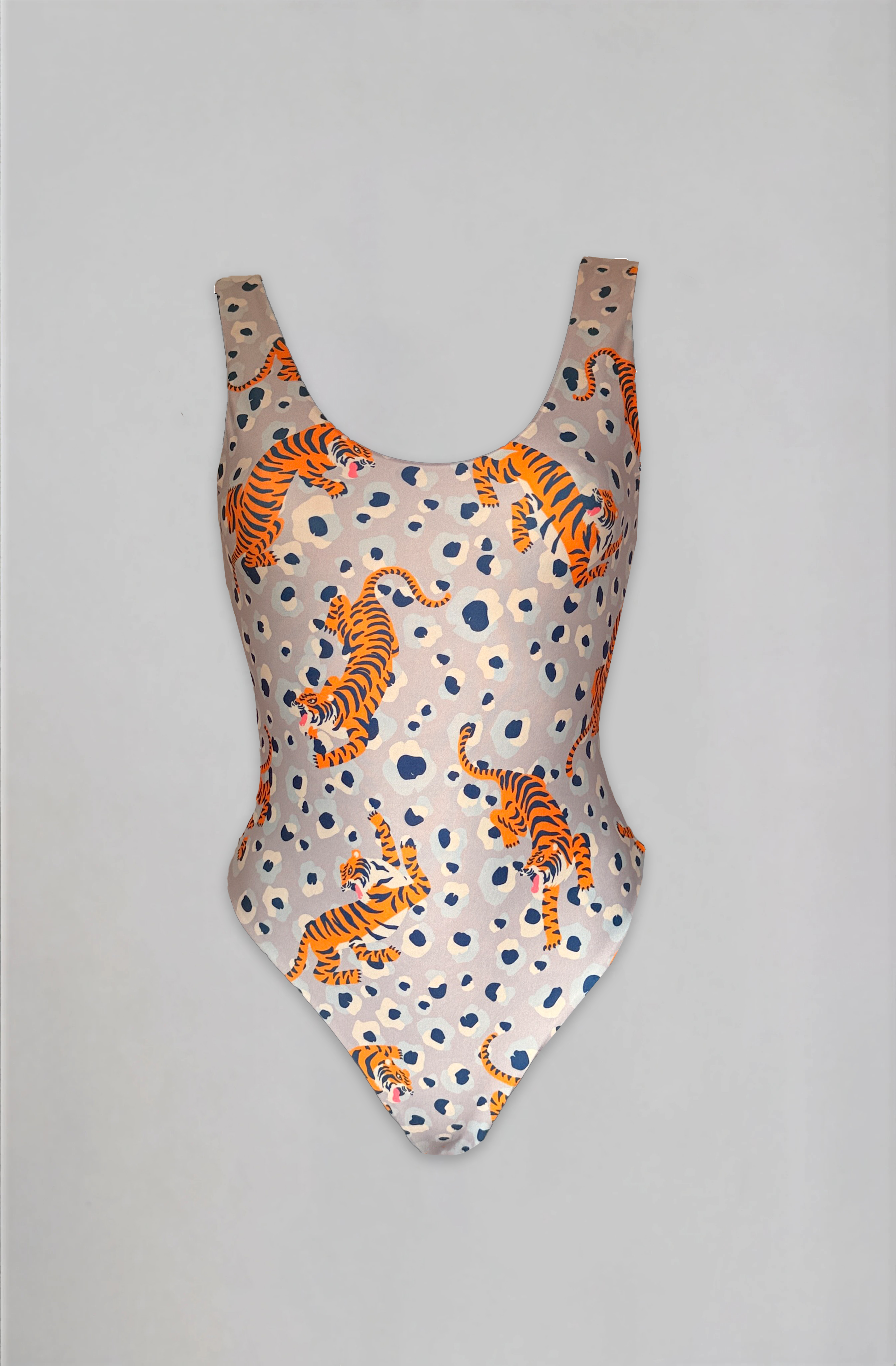 Costume Intero Reversibile Fantasia Tigri & Onde